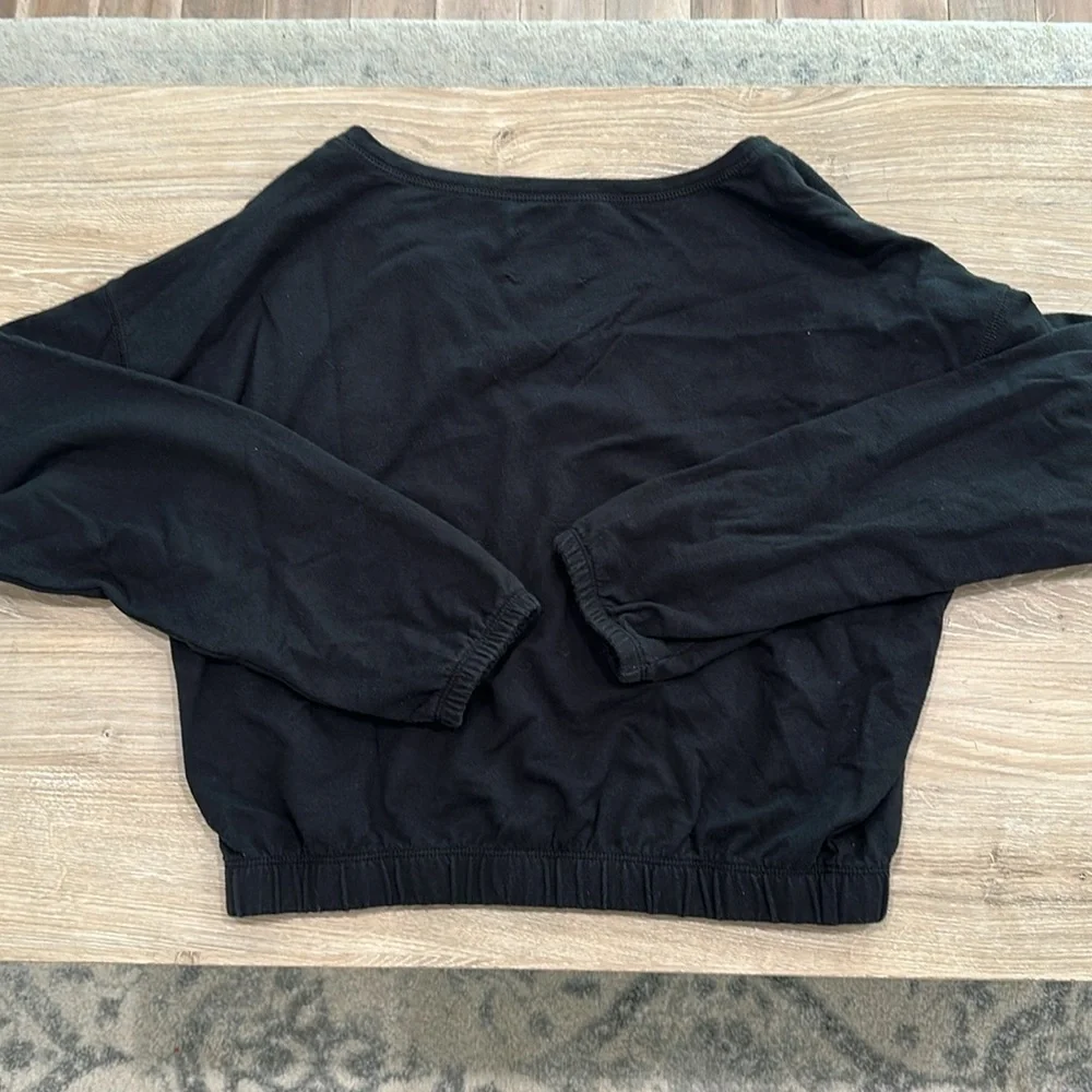 aerie Black V-Neck Cropped Sweater